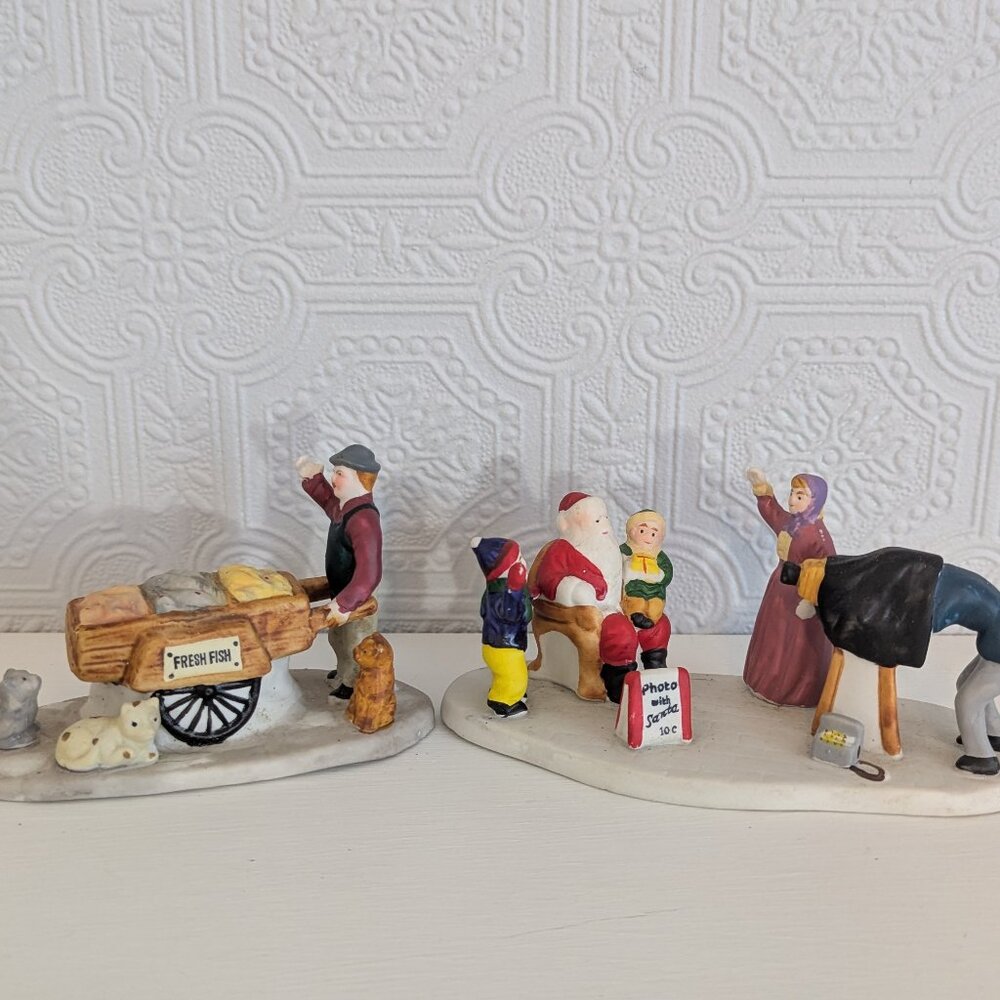 Lot of two Lemax Christmas Accessories - Picture with Santa and Fresh Fish